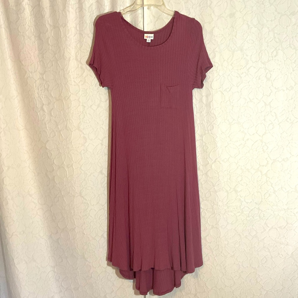 Lularoe medium Carly dress ribbed mauve rose